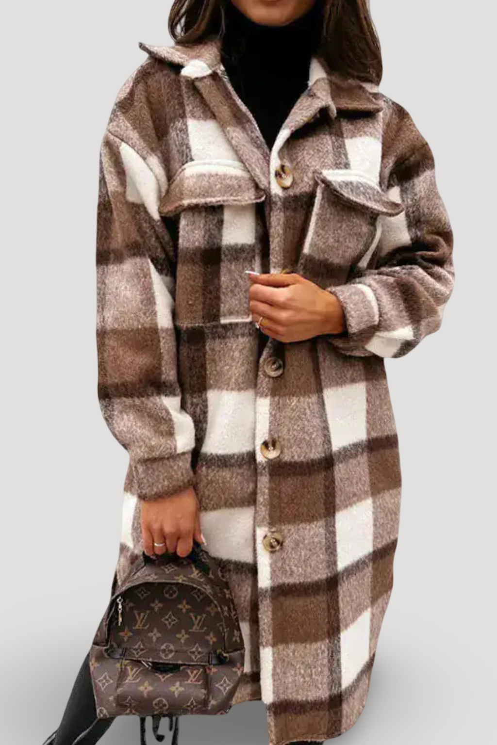 Woolen Plaid Overcoat