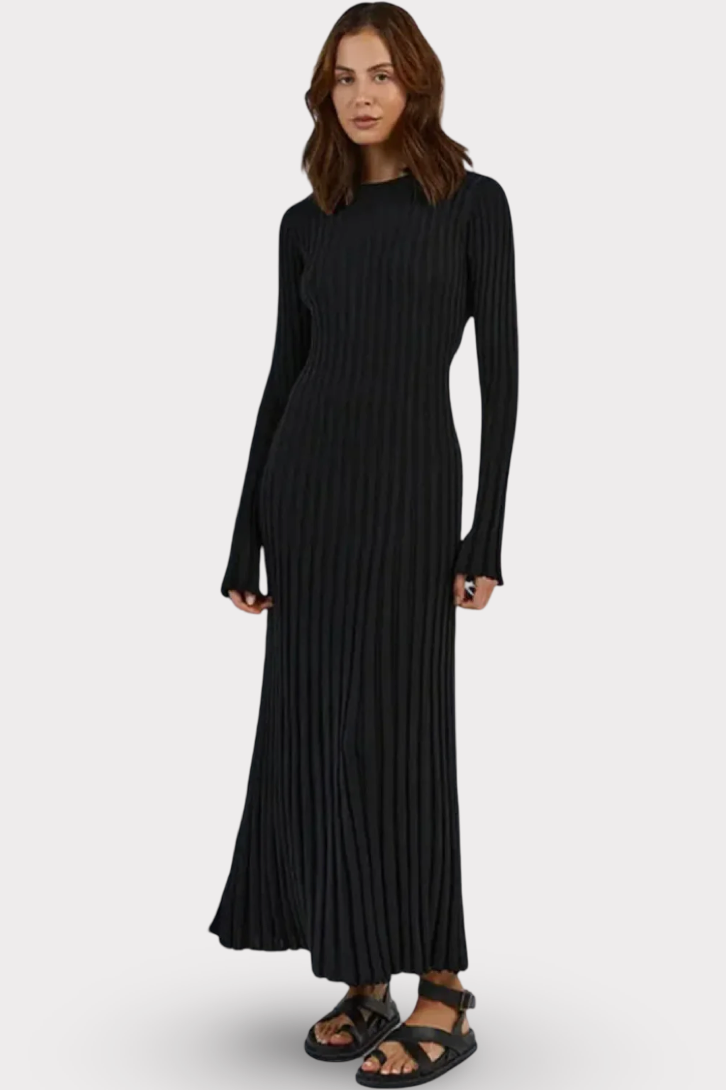 Long-Sleeved Knitted Maxi Dress