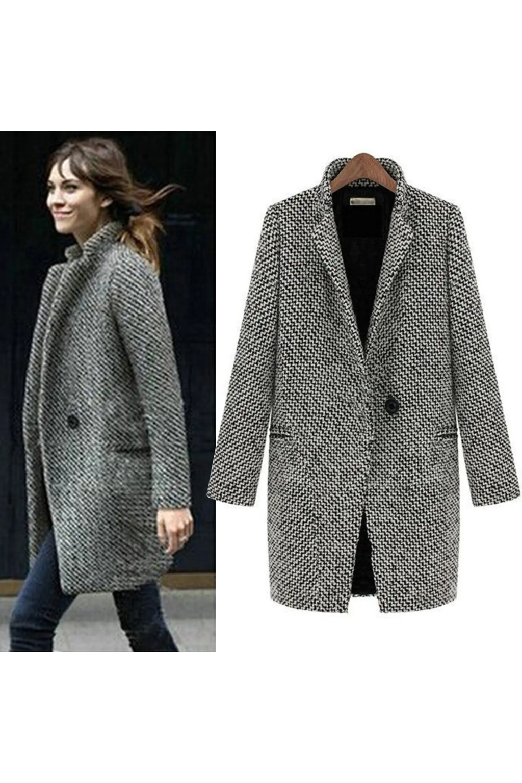 Woolen Slim-Fit Long Coat