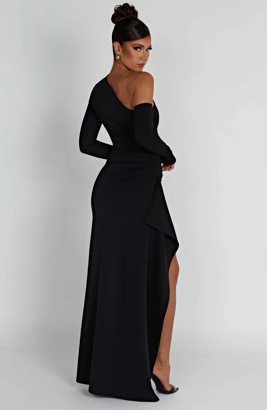 Slant Off-Shoulder High-Slit Evening Dress